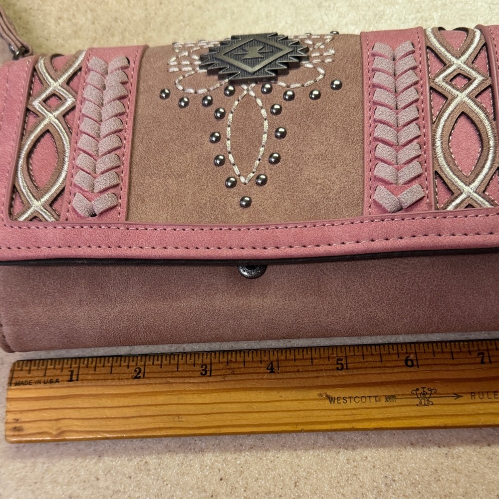 Montana West Pink and Brown Women's wristlet wallet RFID protected - Picture 8 of 16